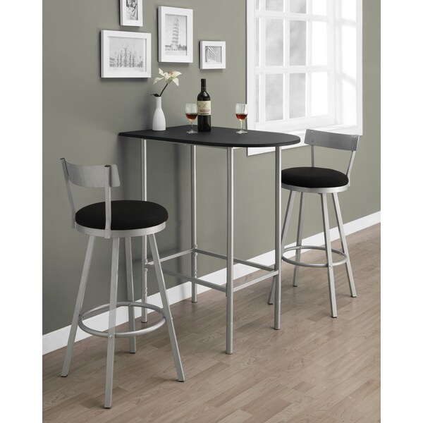 Monarch Specialties Home Bar, Bar Table, Bar Height, Pub, 36" Rectangular, Small, Kitchen, Metal, Laminate, Black, Grey - I 2335