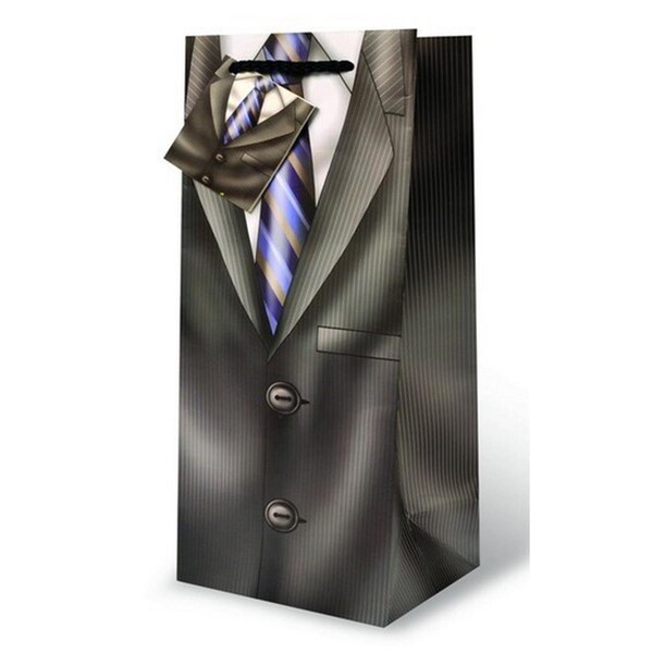 Wrap-Art Suit &amp; Tie Wine Bottle Gift Bag - 17371