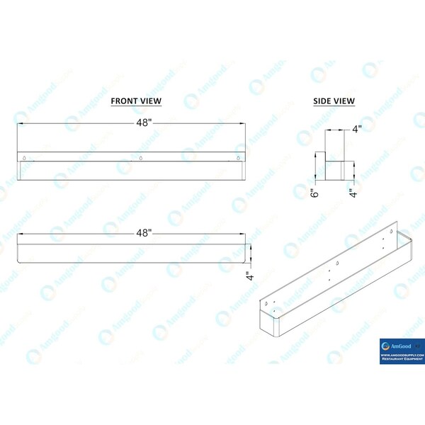 Amgood 48 in. Single Tier Stainless Steel Speed Rail Rack for Commercial Bars - SR-48-Z