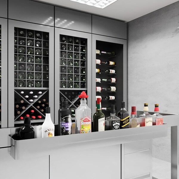 Amgood 48 in. Single Tier Stainless Steel Speed Rail Rack for Commercial Bars - SR-48-Z