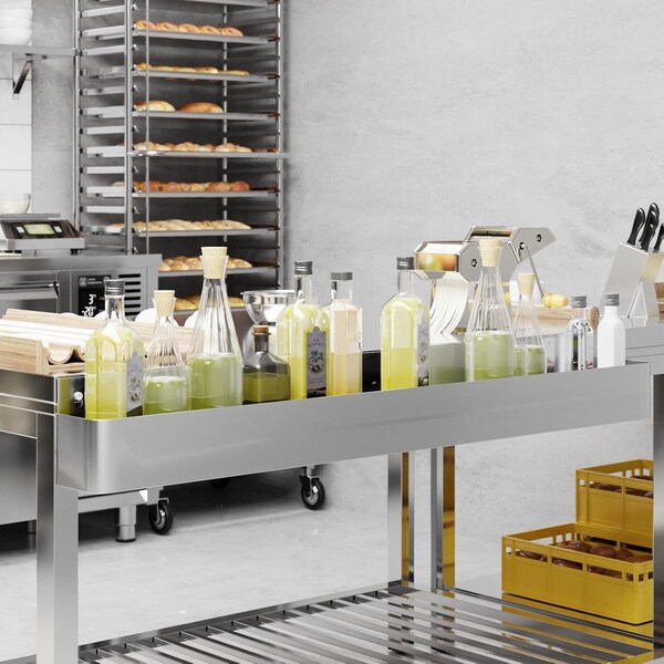Amgood 48 in. Single Tier Stainless Steel Speed Rail Rack for Commercial Bars - SR-48-Z