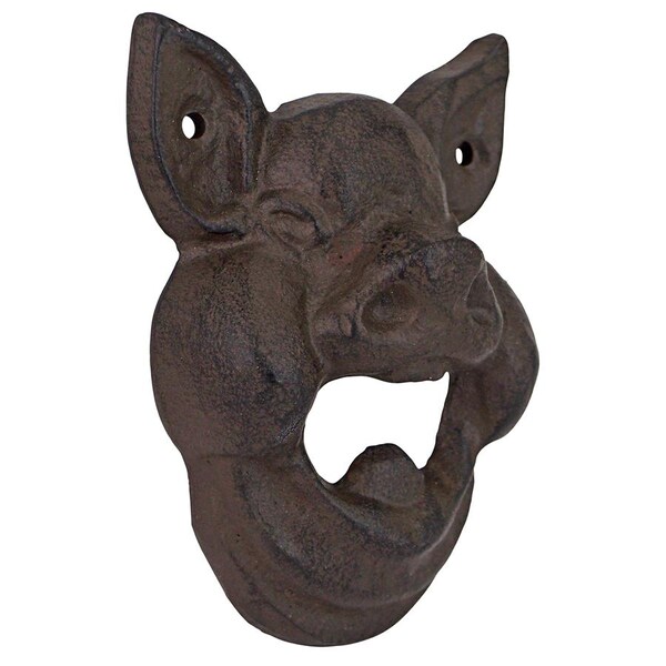 Design Toscano Divine Swine Pig Cast Iron Wall Mount Bottle Opener, PK 2 - QH914394