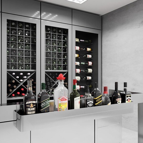 Amgood 42 in. Single Tier Stainless Steel Speed Rail Rack for Commercial Bars - SR-42-Z