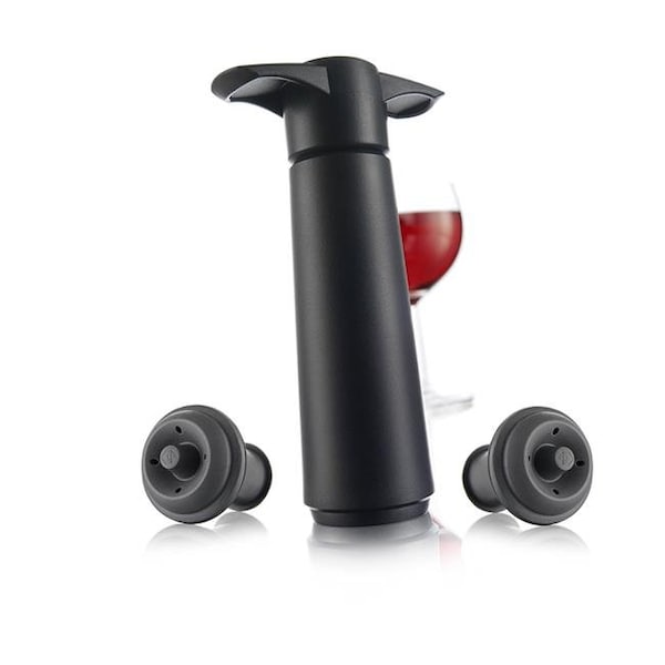 Vacu Vin Vacu Vin 9814606 Wine Saver Giftpack; Black - 1 Pump & 2 Stoppers - 9814606