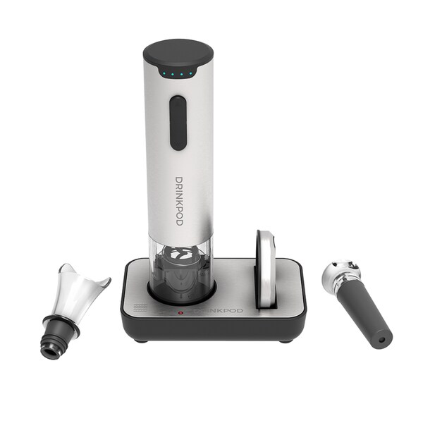 Drinkpod WineKEY 1+ Electric Wine Bottle Opener, Rechargeable Wine Opener, 5-Pc Gift Set - DPWINKY1P