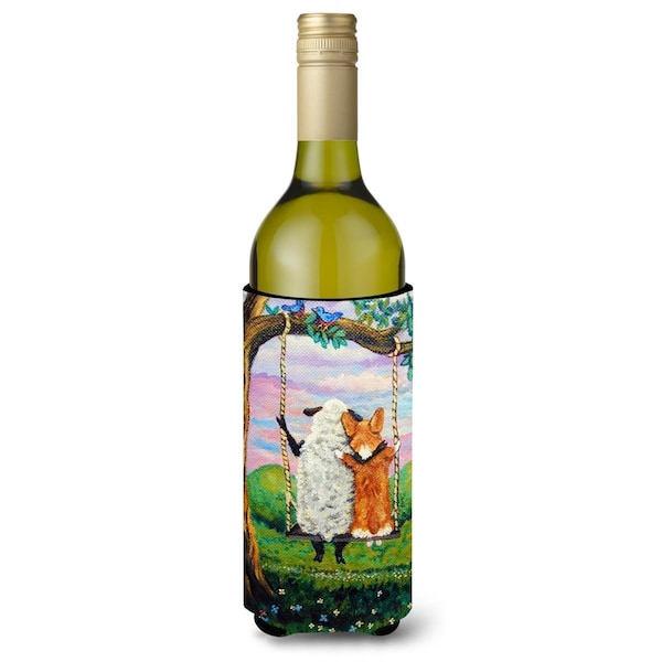 Carolines Treasures Corgi with Sheep Love Grows Wine Bottle Beverage Insulator Hugger - 7439LITERK