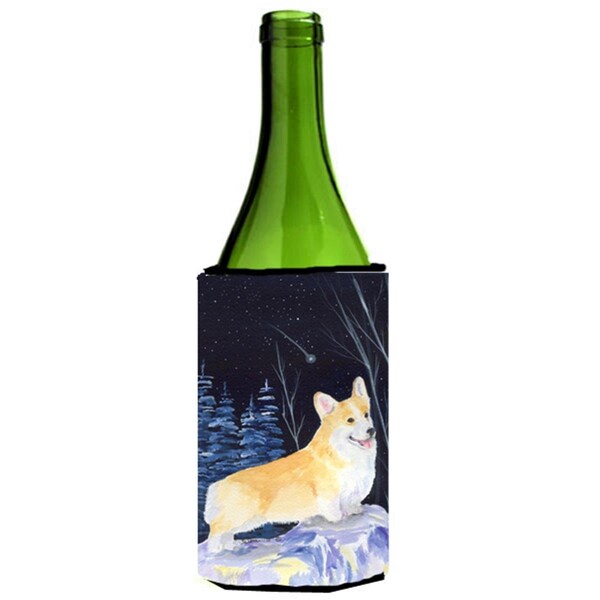 Carolines Treasures Starry Night Corgi Wine bottle sleeve Hugger - 24 oz. - SS8353LITERK