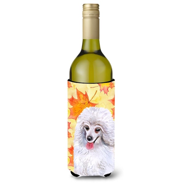 Carolines Treasures Medium White Poodle Fall Wine Bottle Beverge Insulator Hugger - BB9944LITERK
