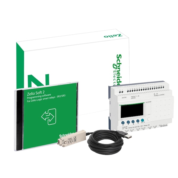 Paquetes de descubrimiento modular de Schneider Electric, Zelio Logic SR2 SR3, paquete de descubrimiento de relé inteligente, 26 E/S, 24V DC - SR3PACK2BD.
