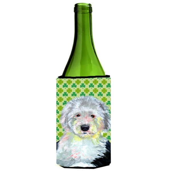 Carolines Treasures Old English Sheepdog St. Patricks Day Shamrock Wine bottle sleeve Hugger 24 oz. - LH9216LITERK