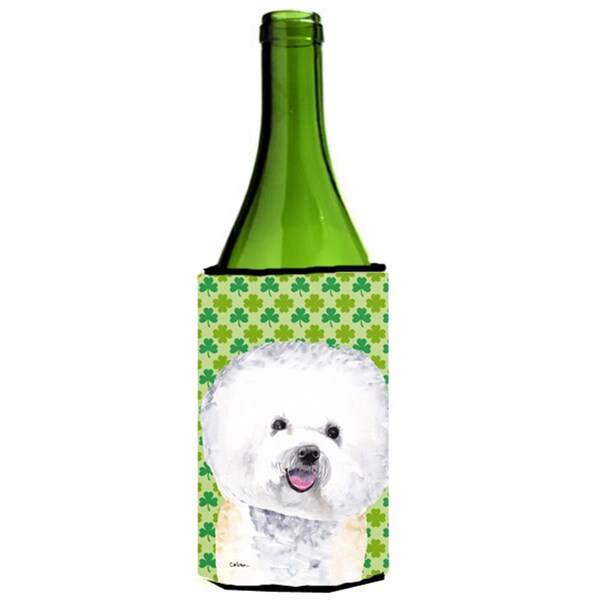 Carolines Treasures Bichon Frise St. Patricks Day Shamrock Portrait Wine bottle sleeve Hugger 24 oz. - SC9282LITERK