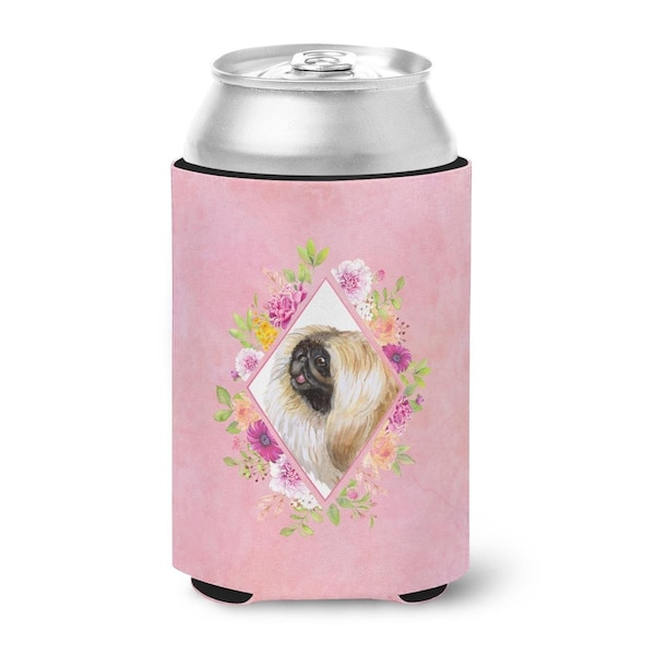 Carolines Treasures Pekingese Pink Flowers Can or Bottle Hugger - CK4166CC
