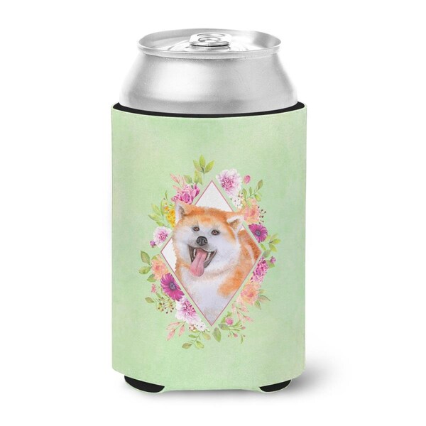 Carolines Treasures Akita Green Flowers Can or Bottle Hugger - CK4271CC