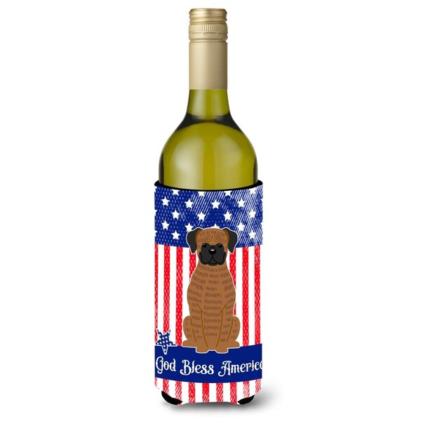 Carolines Treasures Patriotic USA Brindle Boxer Wine Bottle Beverge Insulator Hugger - BB3112LITERK