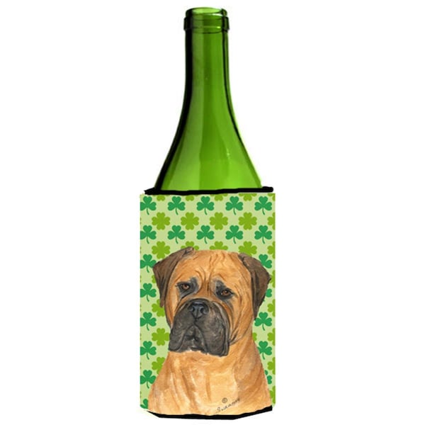 Carolines Treasures Bullmastiff St. Patricks Day Shamrock Portrait Wine bottle sleeve Hugger - 24 oz. - SS4448LITERK