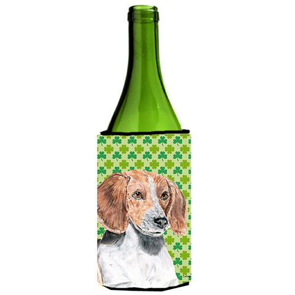Carolines Treasures English Foxhound St Patricks Irish Wine bottle sleeve Hugger 24 oz. - SC9579LITERK