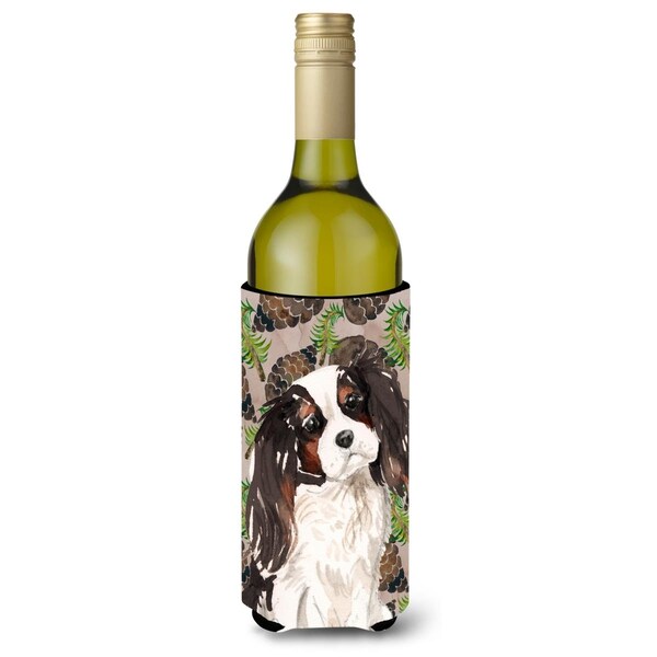Carolines Treasures Tricolor Cavalier Spaniel Pine Cones Wine Bottle Beverge Insulator Hugger - BB9577LITERK