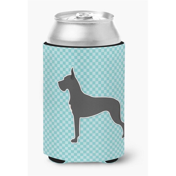 Carolines Treasures Great Dane Checkerboard Blue Can or Bottle Hugger - BB3775CC