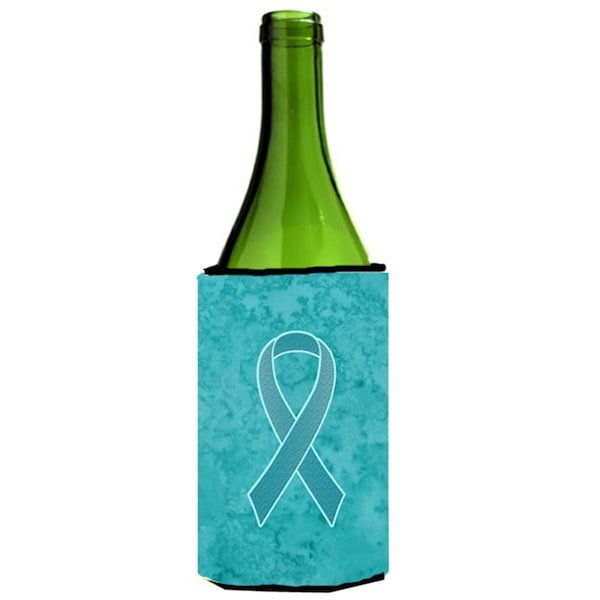 Carolines Treasures Teal Ribbon for Ovarian Cancer Awareness Wine bottle sleeve Hugger  24 Oz. - AN1201LITERK