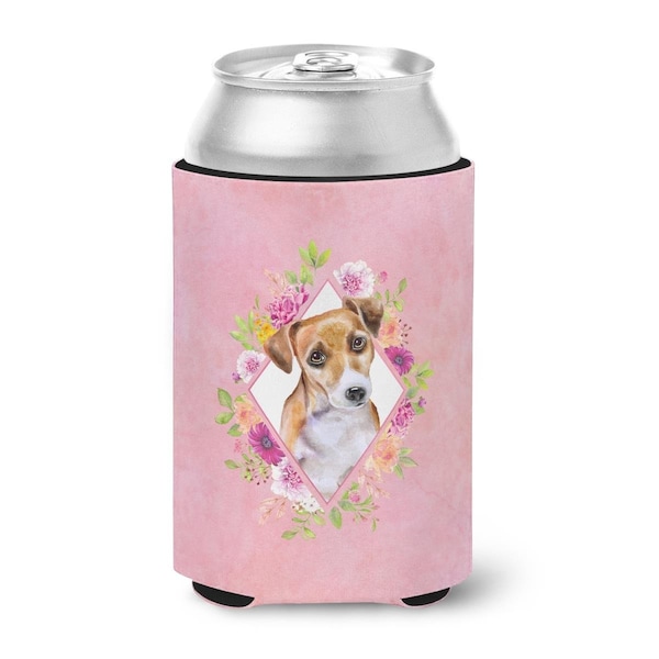 Carolines Treasures Jack Russell Terrier No.1 Pink Flowers Can or Bottle Hugger - CK4155CC