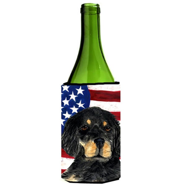 Carolines Treasures Usa American Flag With Gordon Setter Wine bottle sleeve Hugger - 24 oz. - SS4042LITERK