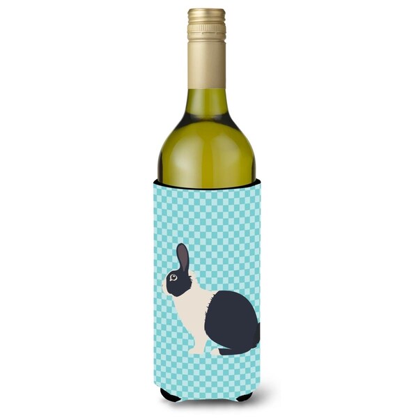 Carolines Treasures Dutch Rabbit Blue Check Wine Bottle Beverge Insulator Hugger - BB8132LITERK