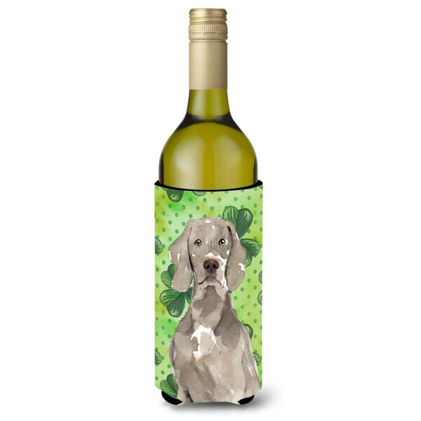 Carolines Treasures Shamrocks Weimaraner Wine Bottle Beverge Insulator Hugger - CK1785LITERK