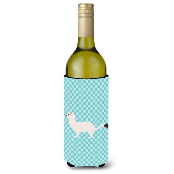 Carolines Treasures Stoat Short-tailed Weasel Blue Check Wine Bottle Beverge Insulator Hugger - BB8046LITERK