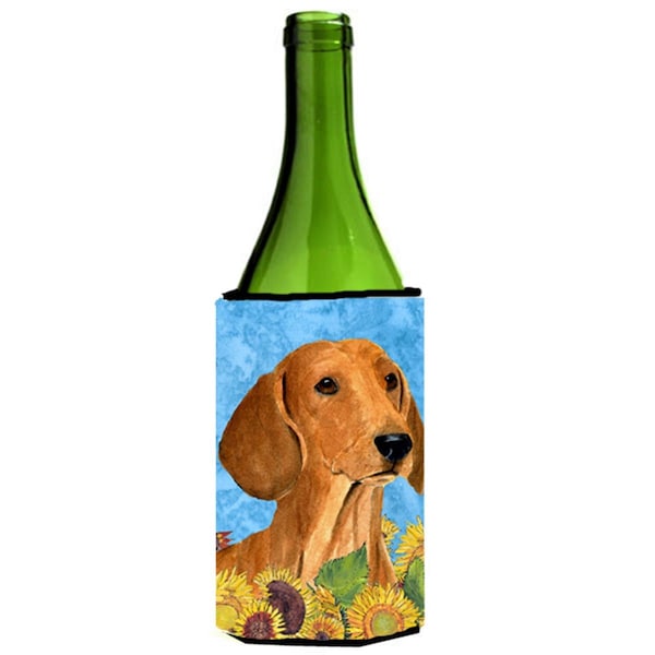 Carolines Treasures Dachshund In Summer Flowers Wine bottle sleeve Hugger - 24 oz. - SS4120LITERK