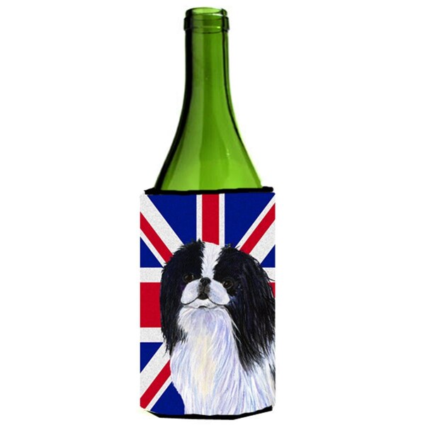 Carolines Treasures Japanese Chin With English Union Jack British Flag Wine bottle sleeve Hugger - 24 Oz. - SS4909LITERK
