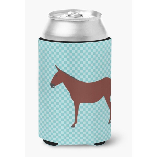 Carolines Treasures Hinny Horse Donkey Blue Check Can or Bottle Hugger - BB8024CC