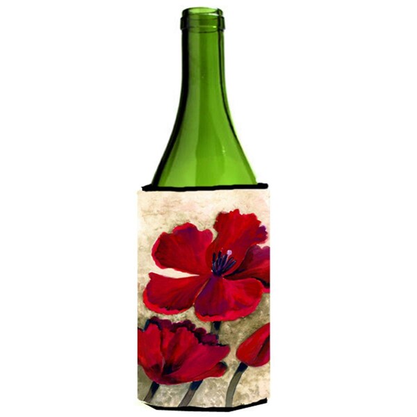 Carolines Treasures Red Tulip by Maureen Bonfield Wine Bottle Can cooler Hugger - BMBO0734LITERK