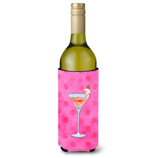 Carolines Treasures Summer Martini Pink Polkadot Wine Bottle Beverge Insulator Hugger - BB8219LITERK