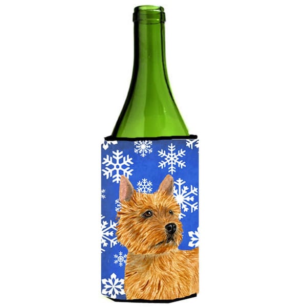Carolines Treasures Norwich Terrier Winter Snowflakes Holiday Wine bottle sleeve Hugger 24 oz. - SS4637LITERK