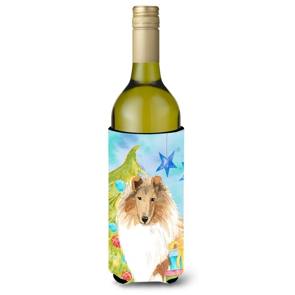 Carolines Treasures Christmas Tree Rough Collie Wine Bottle Beverage Insulator Hugger - CK1867LITERK