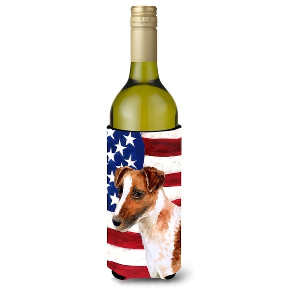 Carolines Treasures Smooth Fox Terrier Patriotic Wine Bottle Beverge Insulator Hugger - BB9647LITERK