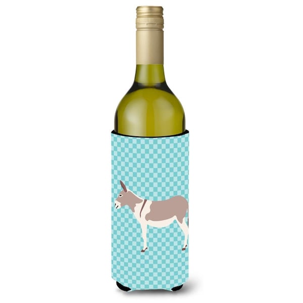 Carolines Treasures Australian Teamster Donkey Blue Check Wine Bottle Beverge Insulator Hugger - BB8020LITERK