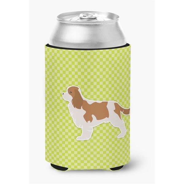 Carolines Treasures Cavalier King Charles Spaniel Checkerboard Green Can or Bottle Hugger - BB3849CC