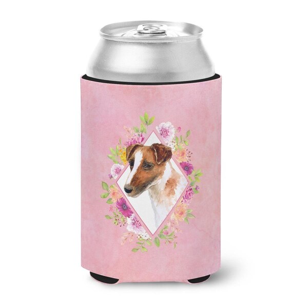 Carolines Treasures Jack Russell Terrier Pink Flowers Can or Bottle Hugger - CK4141CC