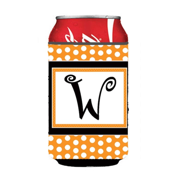 Carolines Treasures Letter W Initial Monogram - Orange Polkadots Can Or Bottle  Hugger - CJ1033-WCC