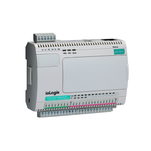 Moxa Smart Ethernet Remote I/O con Click And Go, 12 Dis, 8 Dos, Iologik E2210 - ioLogik E2210