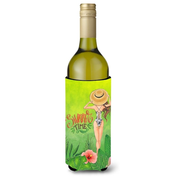Carolines Treasures Summer Time Lady in Swimsuit Wine Bottle Beverge Insulator Hugger - BB7455LITERK