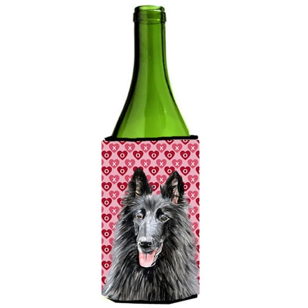Carolines Treasures Belgian Sheepdog Hearts Love Valentines Day Wine bottle sleeve Hugger - SC9241LITERK