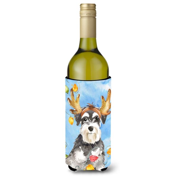 Carolines Treasures Christmas Lights Schnauzer Wine Bottle Beverage Insulator Hugger - CK2485LITERK