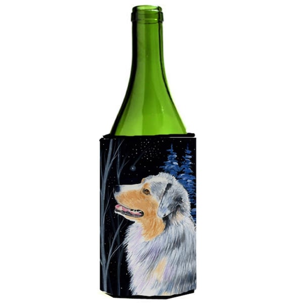 Carolines Treasures Starry Night Australian Shepherd Wine bottle sleeve Hugger - SS8382LITERK