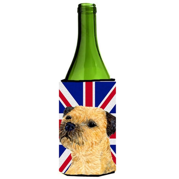 Carolines Treasures Border Terrier With English Union Jack British Flag Wine bottle sleeve Hugger - 24 Oz. - LH9475LITERK