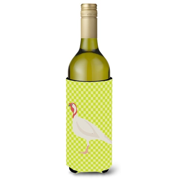 Carolines Treasures Beltsville Small White Turkey Hen Green Wine Bottle Beverge Insulator Hugger - BB7815LITERK