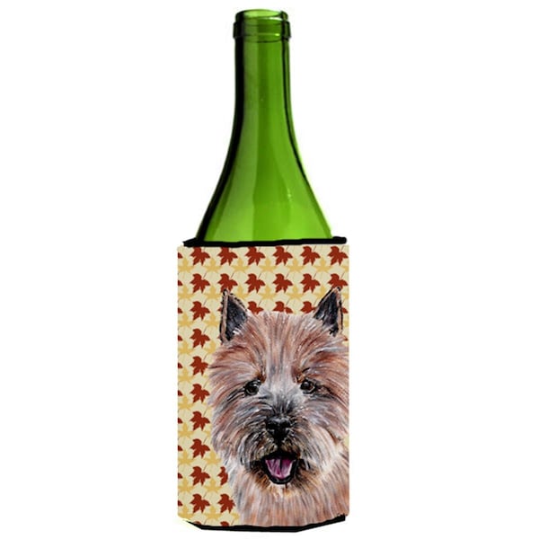 Carolines Treasures Norwich Terrier Fall Leaves Wine bottle sleeve Hugger  24 Oz. - SC9686LITERK