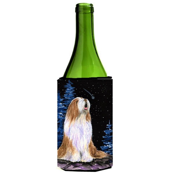 Carolines Treasures Starry Night Bearded Collie Wine bottle sleeve Hugger - 24 oz. - SS8467LITERK