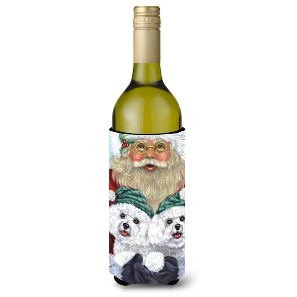 Carolines Treasures 24 oz Bichon Frise Santa Christmas Wine Bottle Hugger - PPP3024LITERK